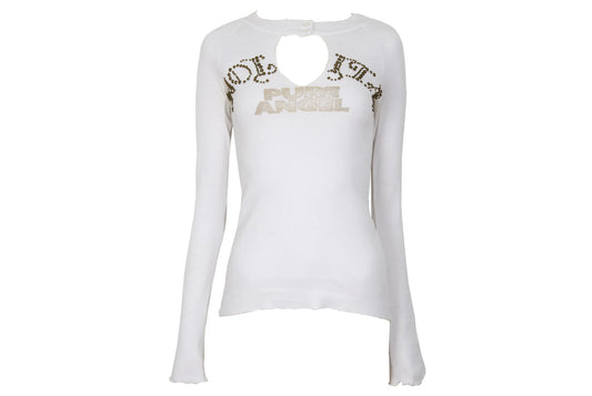 Vintage Nolita "Pure Angel" 100% cotton long sleeve top / 2000s Nolita embellished studs top / Made in Italy