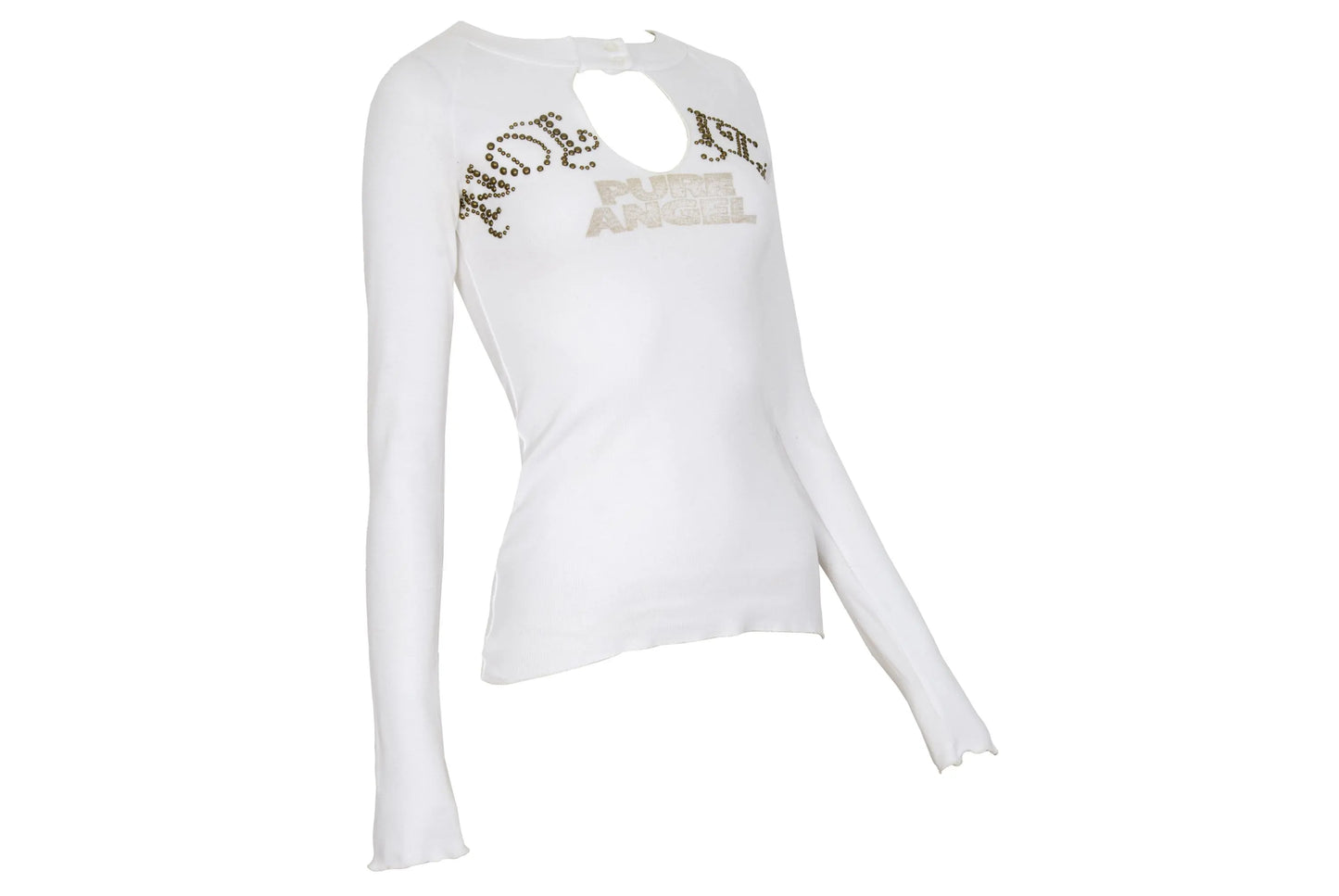 Vintage Nolita "Pure Angel" 100% cotton long sleeve top / 2000s Nolita embellished studs top / Made in Italy