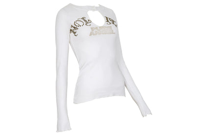 Vintage Nolita "Pure Angel" 100% cotton long sleeve top / 2000s Nolita embellished studs top / Made in Italy