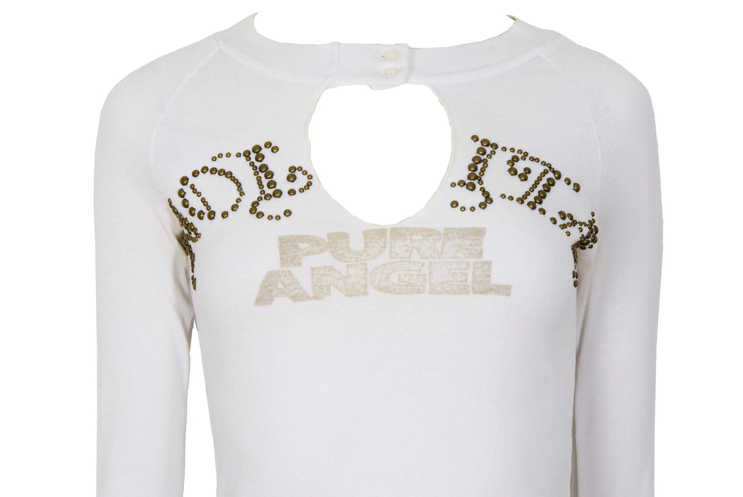 Vintage Nolita "Pure Angel" 100% cotton long sleeve top / 2000s Nolita embellished studs top / Made in Italy
