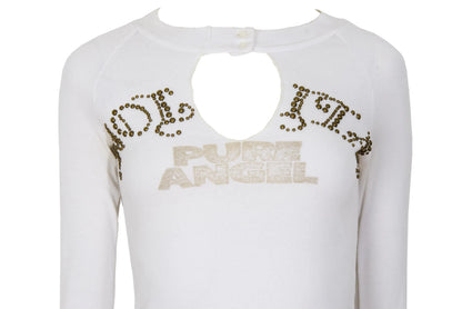 Vintage Nolita "Pure Angel" 100% cotton long sleeve top / 2000s Nolita embellished studs top / Made in Italy