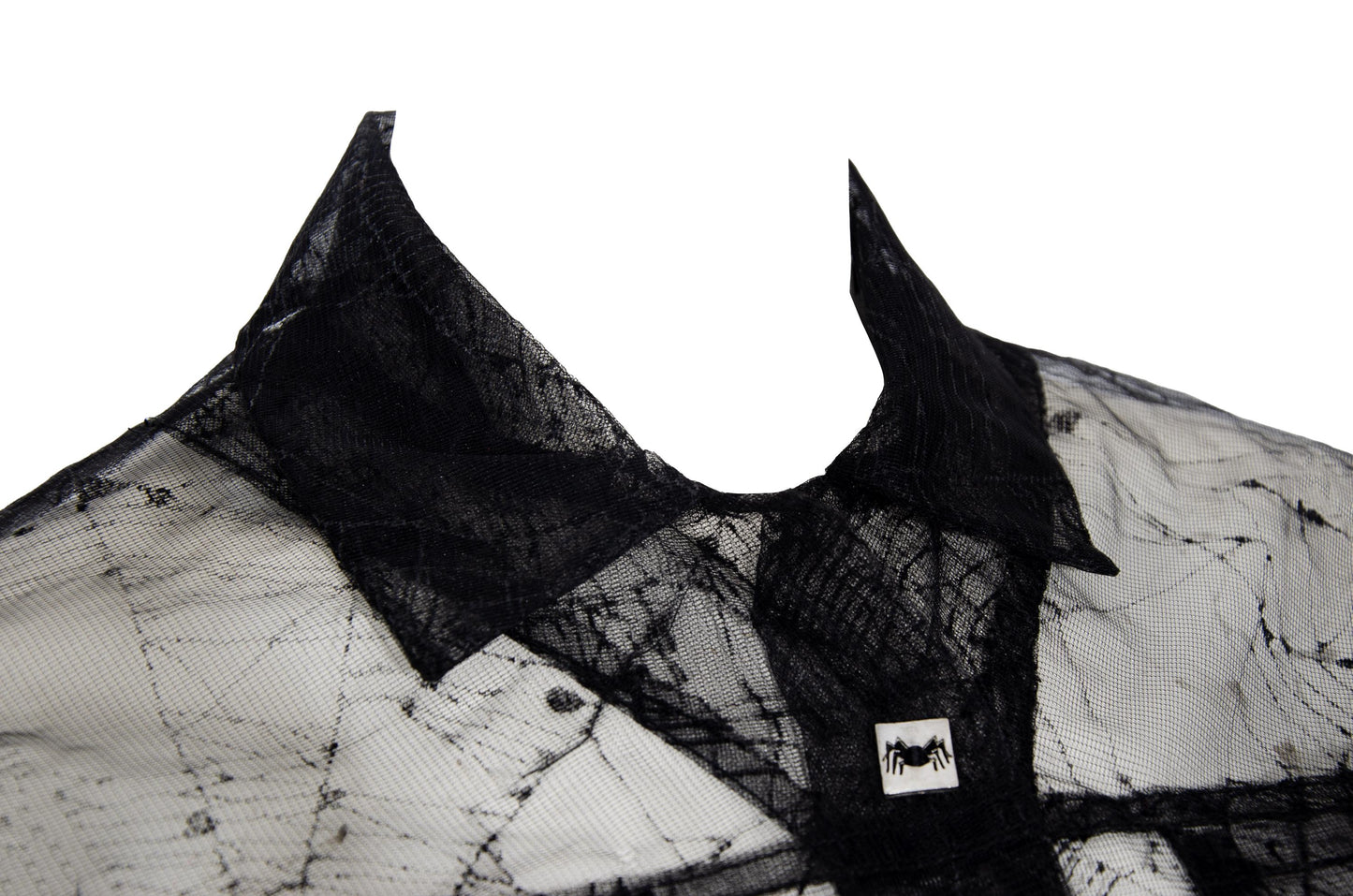 90s Biche de Bere black mesh spiderweb motif two piece shirt + skirt set