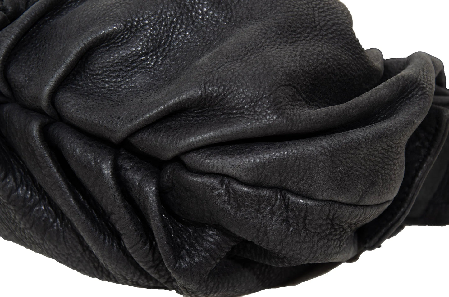 Vintage Japanese black pebbled leather handbag with horn detail