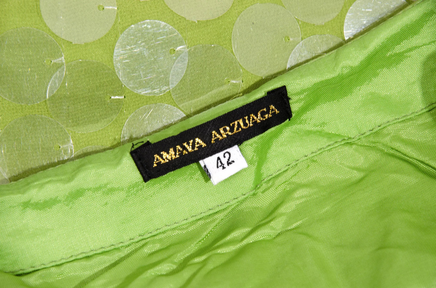 S/S 2002 Amaya Arzuaga top and skirt with large translucent plastic discs embellishments