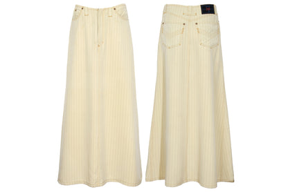 Vintage Jean Paul Gaultier butter yellow pinstripe low waisted maxi skirt