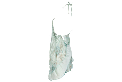 90s Kaat Tilley 100% silk watercolor floral print draped asymmetrical hem dress