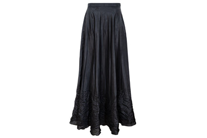 Vintage 1990s French designer black permanent pleats maxi skirt - Made in France