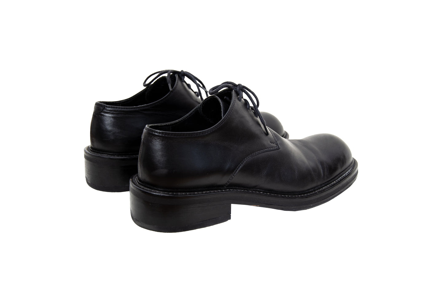 Vintage Collection Privée..? black leather lace-up derby shoes - Made in Italy - EU 39