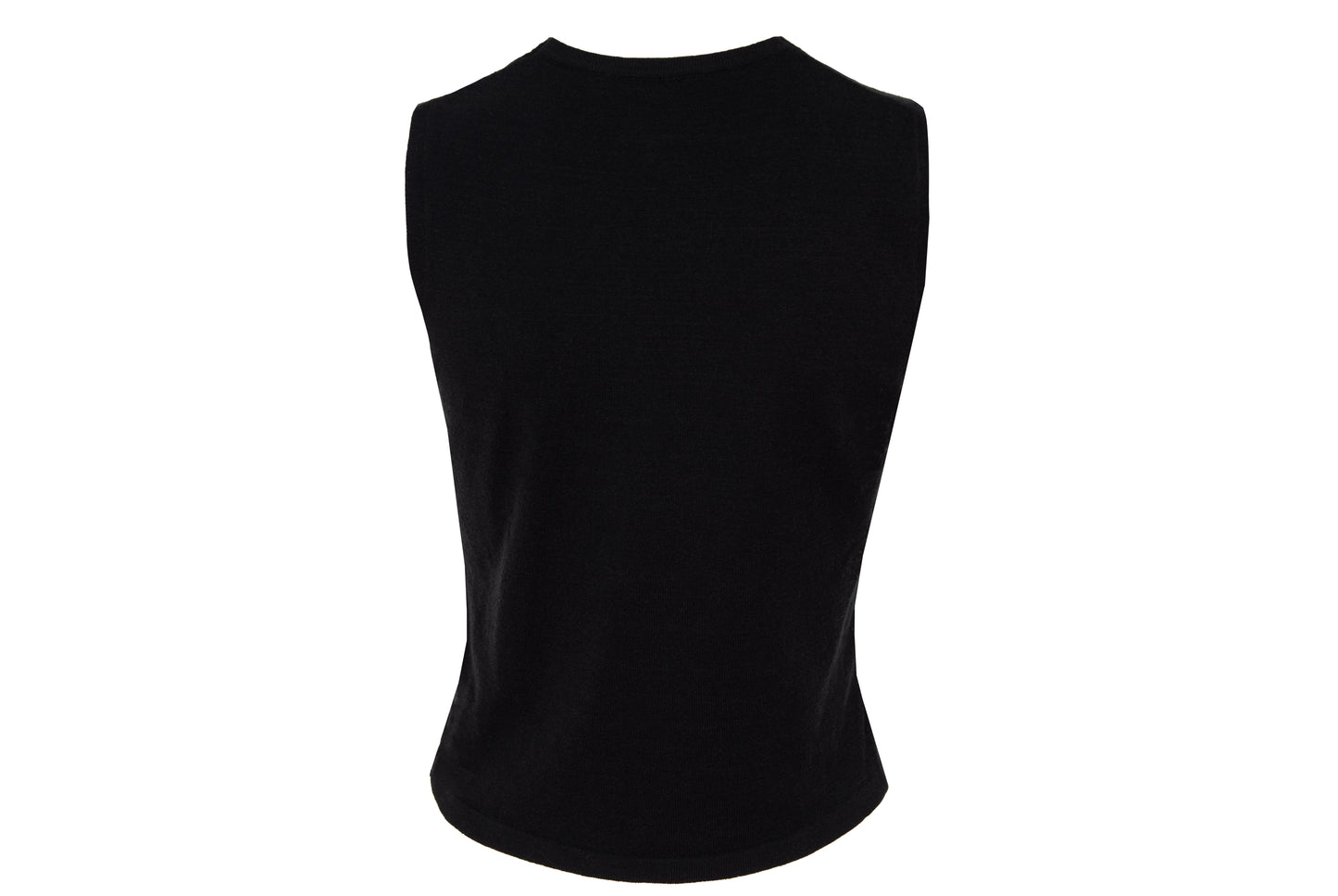 2000s Amaya Arzuaga soft black knit top with ecru doily appliqué - Made in Spain