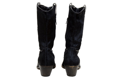 Vintage Italian black pony hair western boots - Genuine leather – Made in Italy