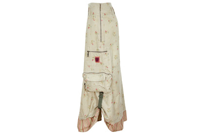 2000s Cop Copine utility multi pocket cargo skirt with romantic floral print