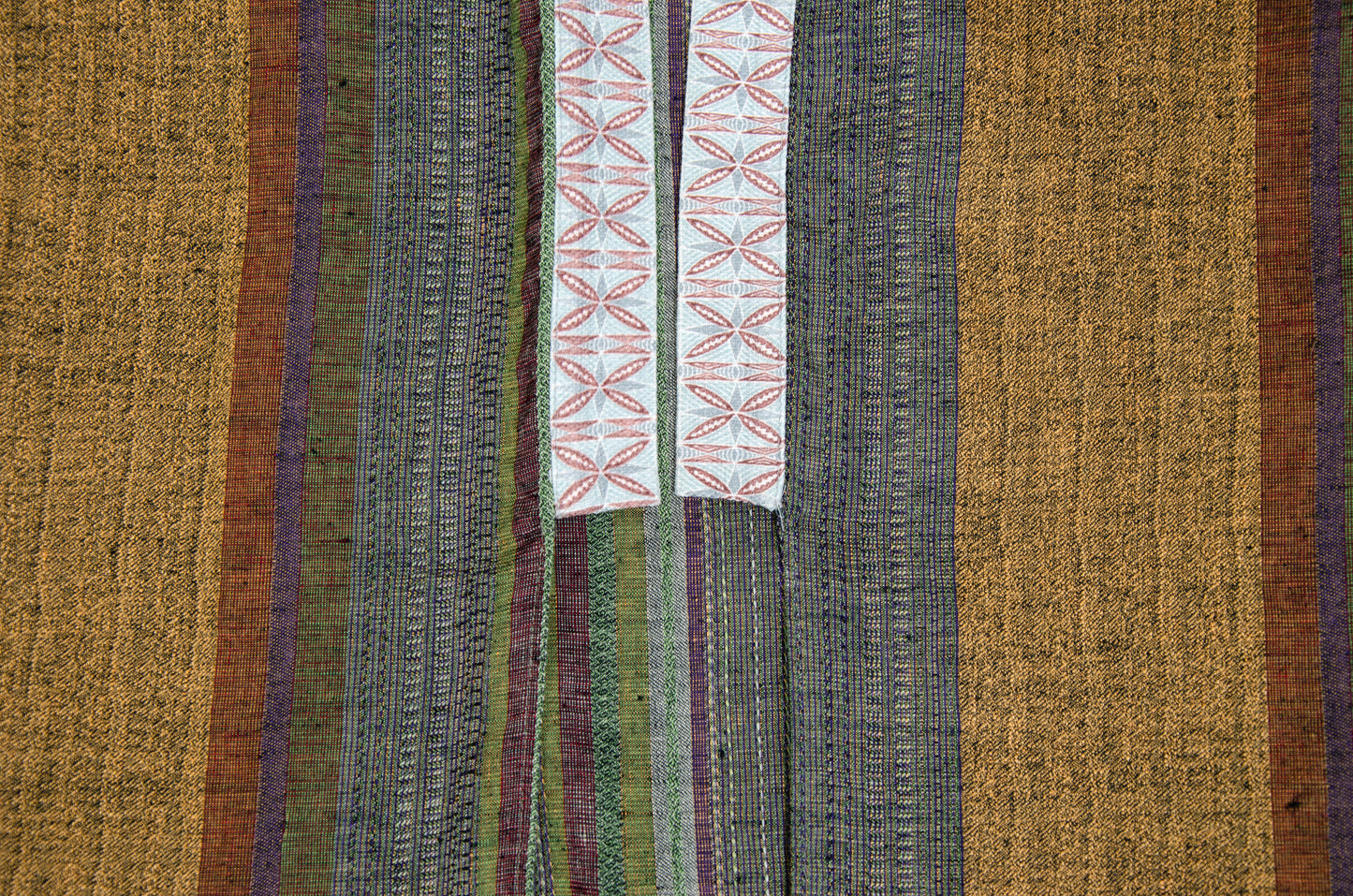 Vintage handwoven linen striped wide sleeves kimono inspired jacket - Made in Italy