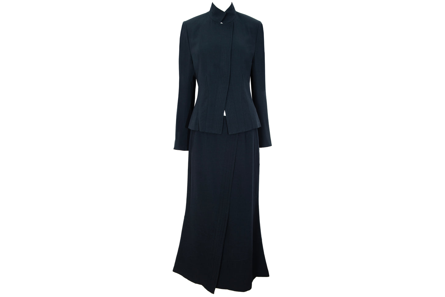 Vintage Ritsuko Shirahama minimalist avant garde 100% wool skirt suit / Made in Japan