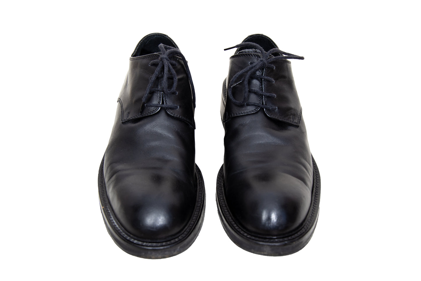 Vintage Collection Privée..? black leather lace-up derby shoes - Made in Italy - EU 39