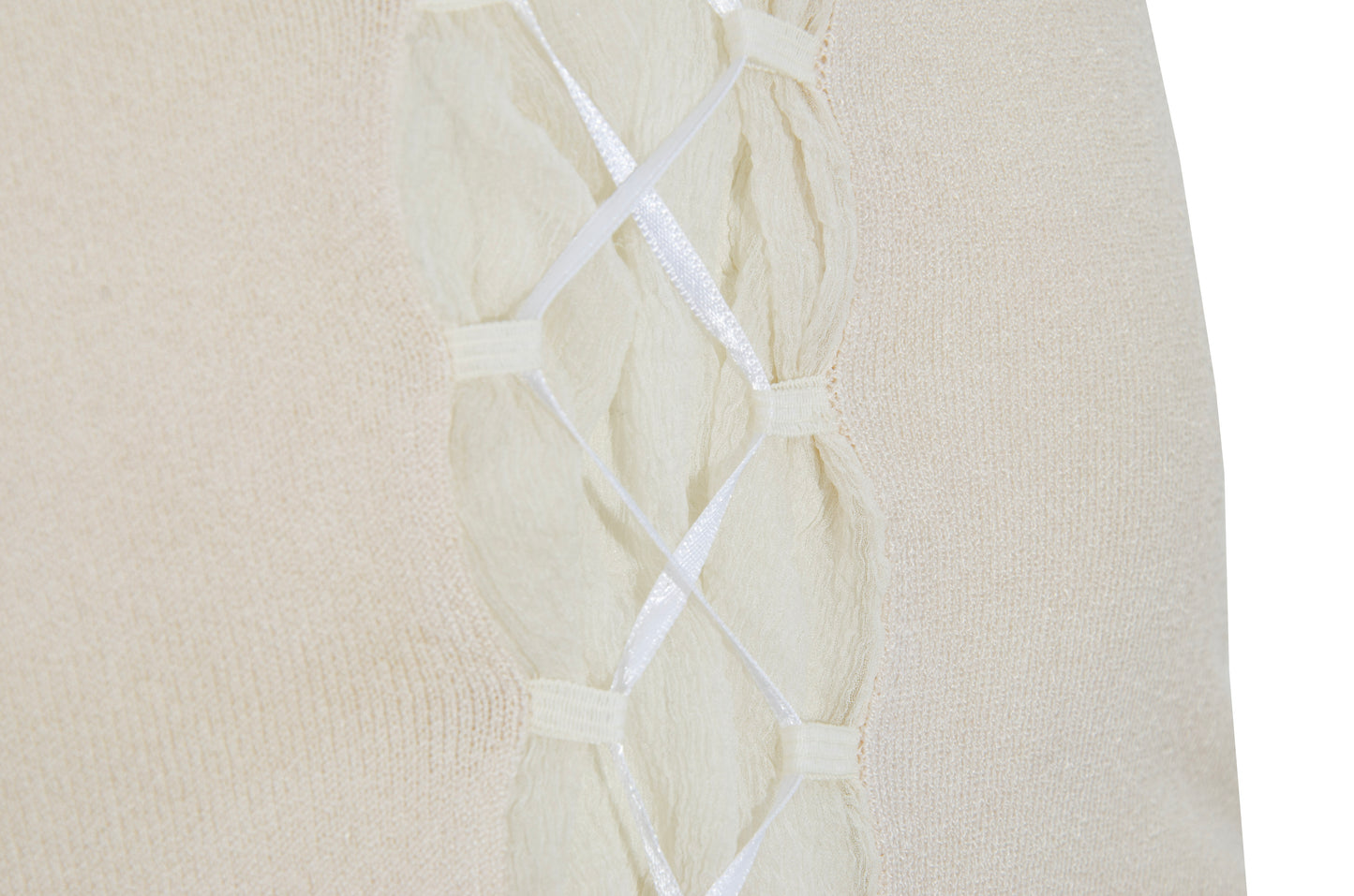 2000s Italian designer soft knit corset style tank top with silk inserts