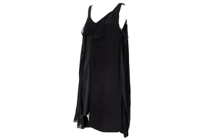 Vintage Japanese brand 100% silk experimental lingerie inspired deconstructed slip dress with asymmetrical lace panels