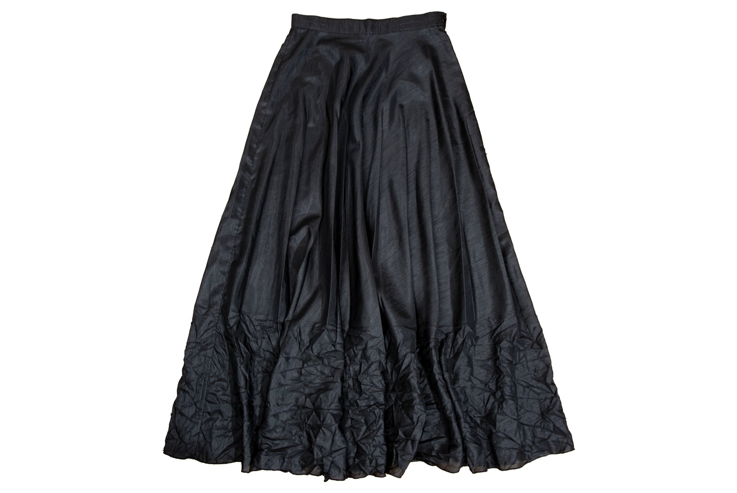 Vintage 1990s French designer black permanent pleats maxi skirt - Made in France