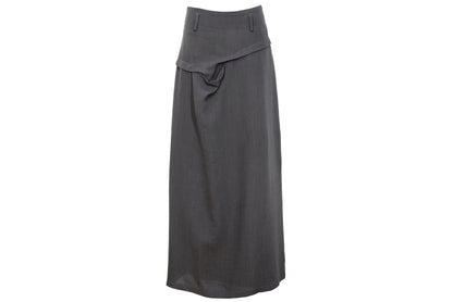 Vintage Japanese designer architectural fold draped wool column skirt / Made in Japan