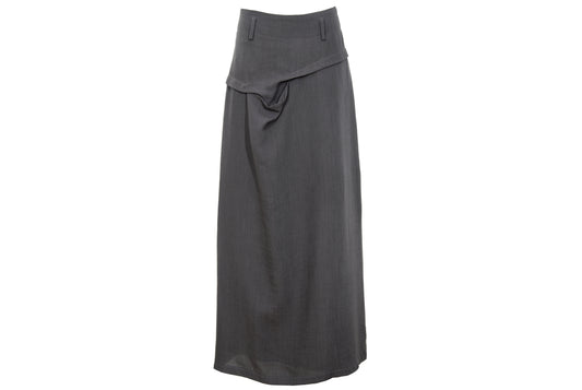 Vintage Japanese designer architectural fold draped wool column skirt / Made in Japan