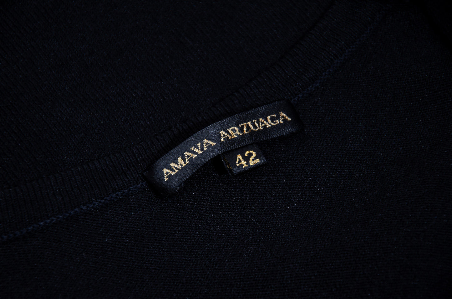 2000s Amaya Arzuaga soft black knit top with ecru doily appliqué - Made in Spain