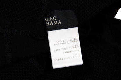 Vintage Ritsuko Shirahama black fishnet top with contrast panels and asymmetrical construction
