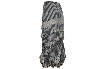 2000s permanent pleats plaid deconstructed avant garde skirt - Vintage French brand - Made in France