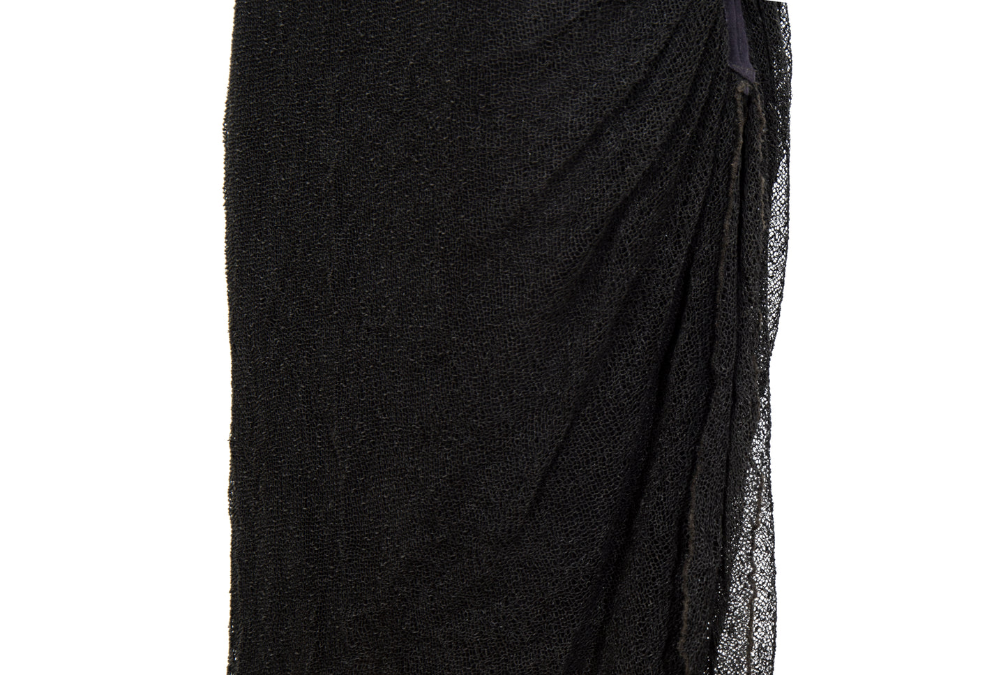 Vintage Sarah Pacini open fishnet knit cowl neck asymmetrical sleeveless dress
