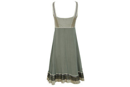 2000s Italian brand silk empire waist dress with lace trim - Made in Italy
