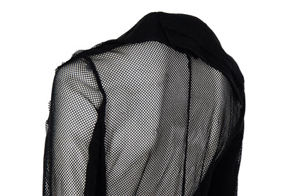Vintage Ritsuko Shirahama black fishnet top with contrast panels and asymmetrical construction