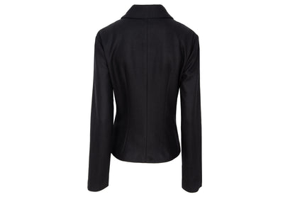 Vintage 100% wool black tailored avant garde jacket with multi buttons front closure