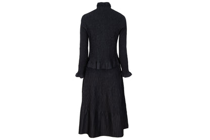 Vintage Akihiko Izukura silk permanent pleats shirt and skirt two piece set