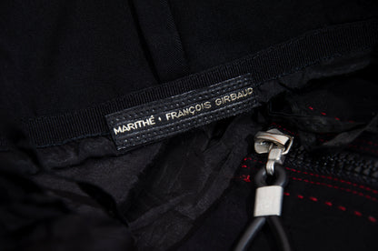 2000s Marithé + François Girbaud asymmetrical pleats zip front black skirt