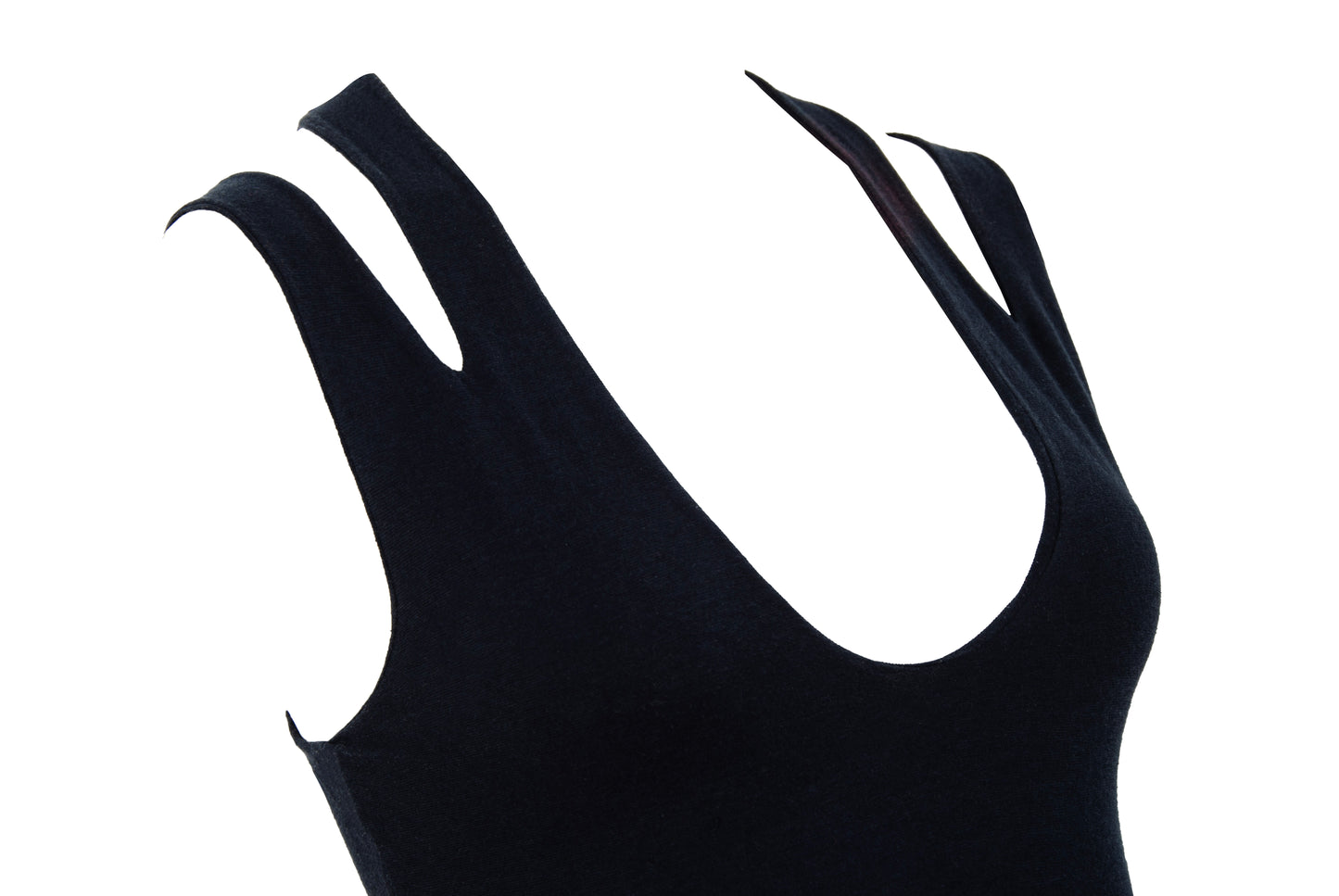 Vintage Marcel Marongiu minimalist black sleeveless top with split shoulder straps