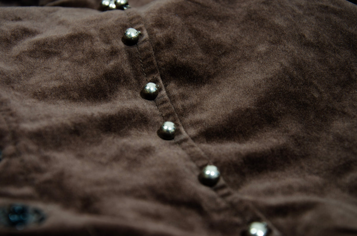 2000s Nolita brown velvet fitted cropped jacket with studded embroidered back - Made in Italy