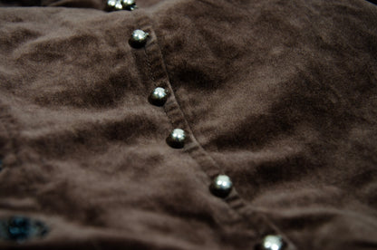 2000s Nolita brown velvet fitted cropped jacket with studded embroidered back - Made in Italy