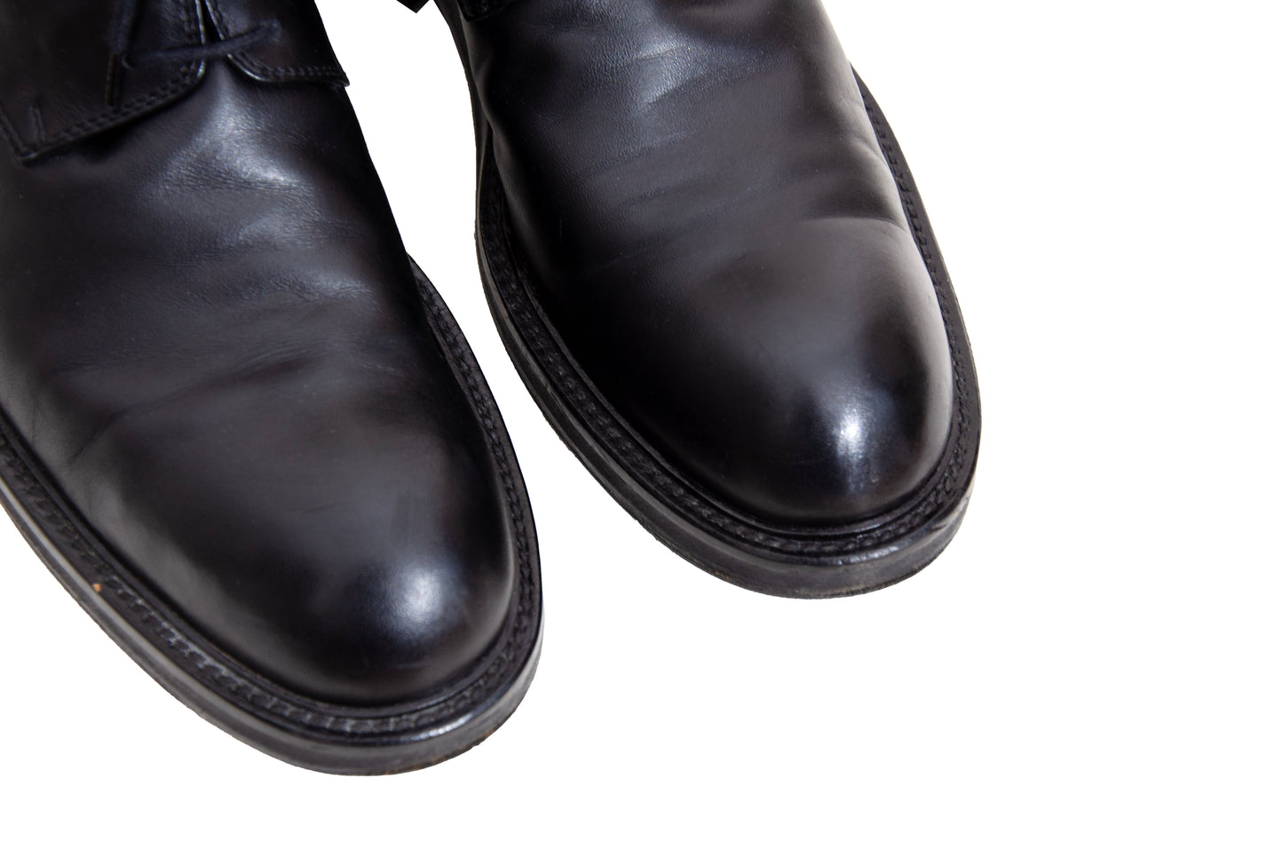 Vintage Collection Privée..? black leather lace-up derby shoes - Made in Italy - EU 39