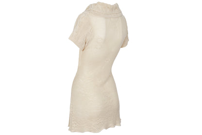 F/W 2002 Simultaneous cream open knit turtleneck mini dress - Made in Italy