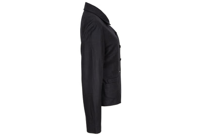Vintage 100% wool black tailored avant garde jacket with multi buttons front closure