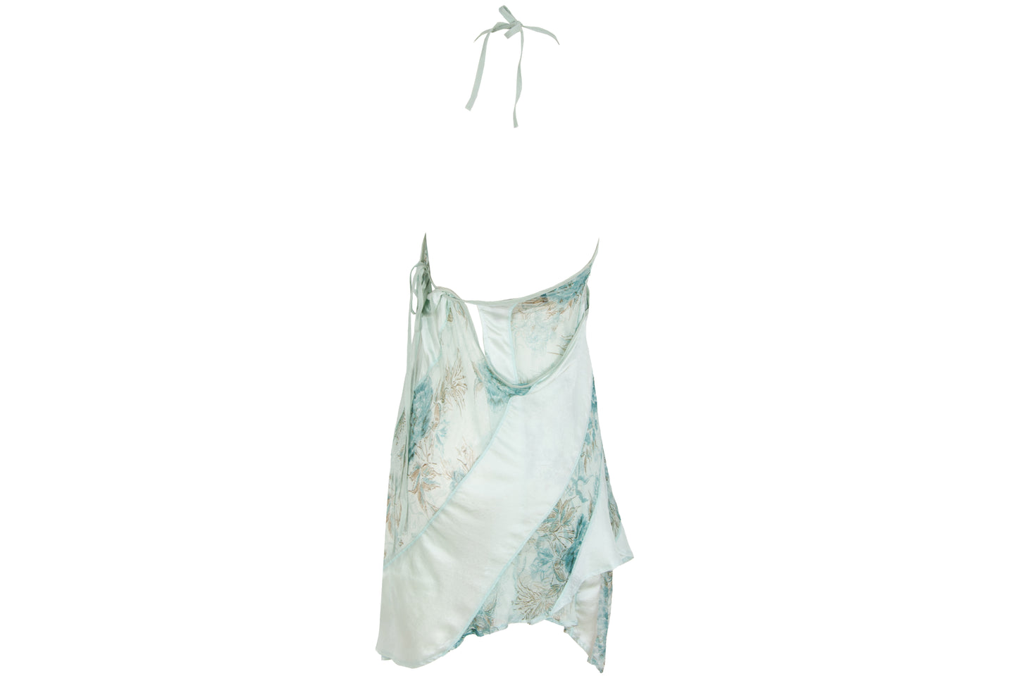 90s Kaat Tilley 100% silk watercolor floral print draped asymmetrical hem dress