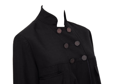 Vintage Chloé black military inspired double breasted lightweight coat - Made in France