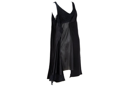 Vintage Japanese brand 100% silk experimental lingerie inspired deconstructed slip dress with asymmetrical lace panels