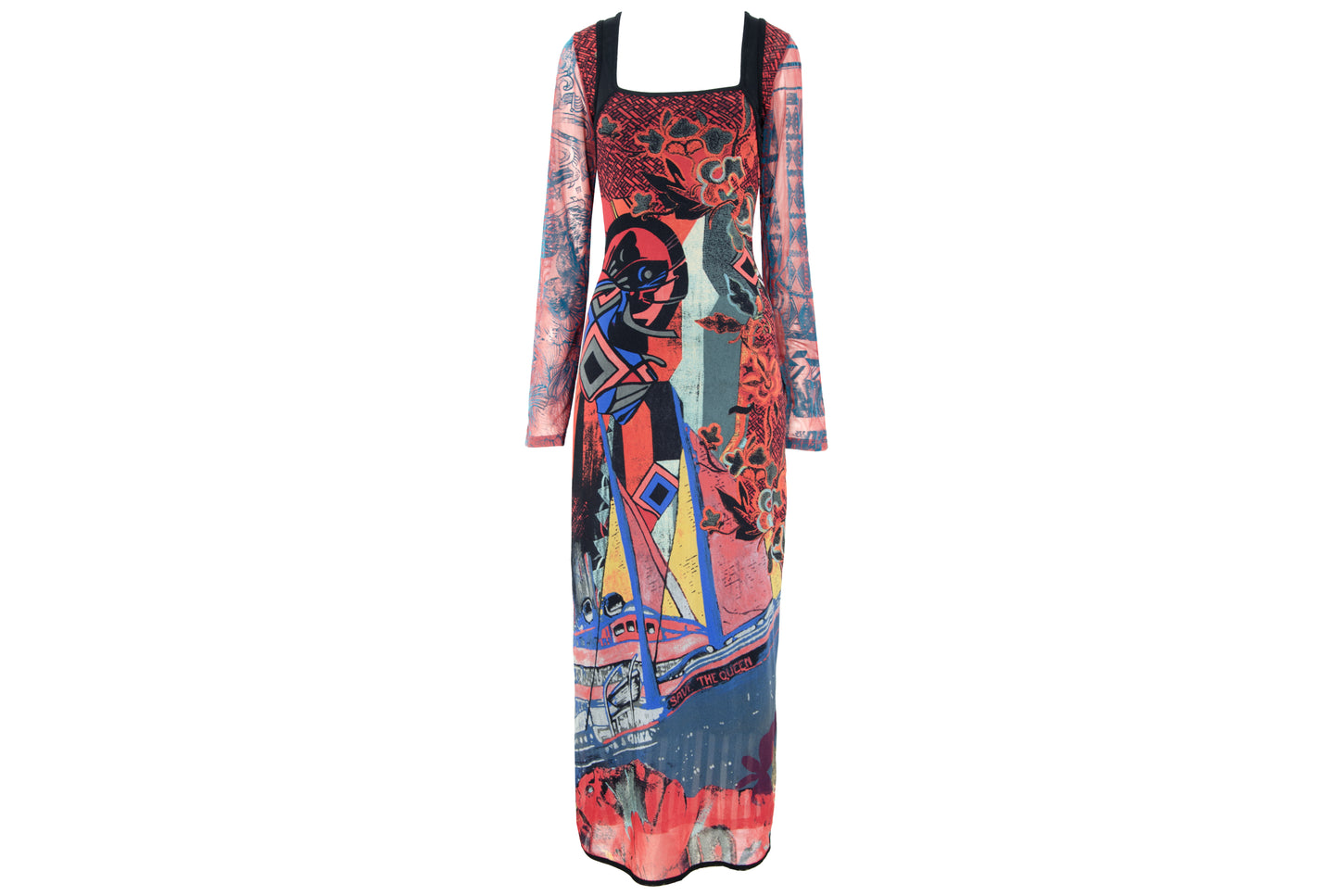 2000s Save The Queen abstract colorful print maxi dress - Made in Italy - M
