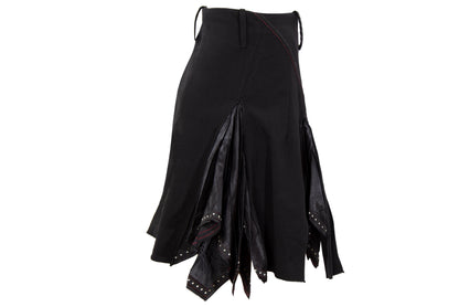 2000s Marithé + François Girbaud asymmetrical pleats zip front black skirt