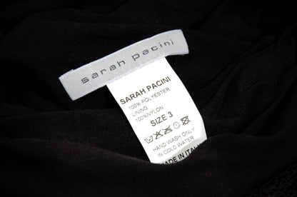 Vintage Sarah Pacini open fishnet knit cowl neck asymmetrical sleeveless dress