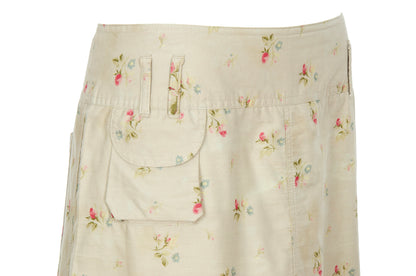 2000s Cop Copine utility multi pocket cargo skirt with romantic floral print