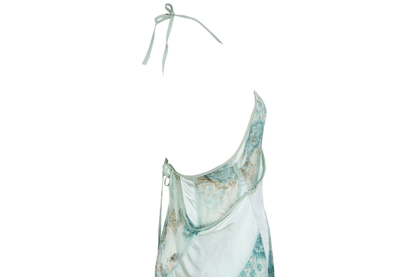 90s Kaat Tilley 100% silk watercolor floral print draped asymmetrical hem dress