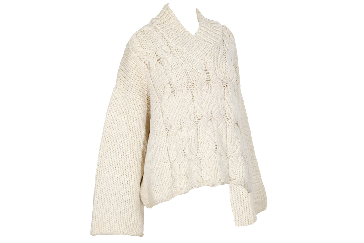Vintage Ivan Grundahl 100% wool avant garde wide sleeves oversized cable knit pullover