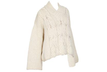 Vintage Ivan Grundahl 100% wool avant garde wide sleeves oversized cable knit pullover
