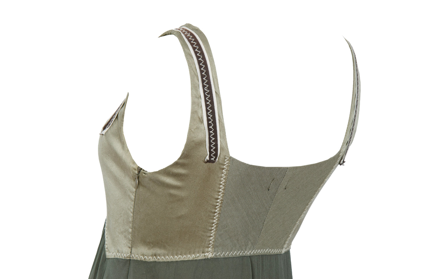 2000s Italian brand silk empire waist dress with lace trim - Made in Italy