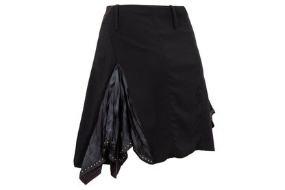 2000s Marithé + François Girbaud asymmetrical pleats zip front black skirt